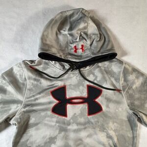 Under Armour Storm1 Camo Hoodie‎ Men's Large Gray Large Logo Athletic Tech UA